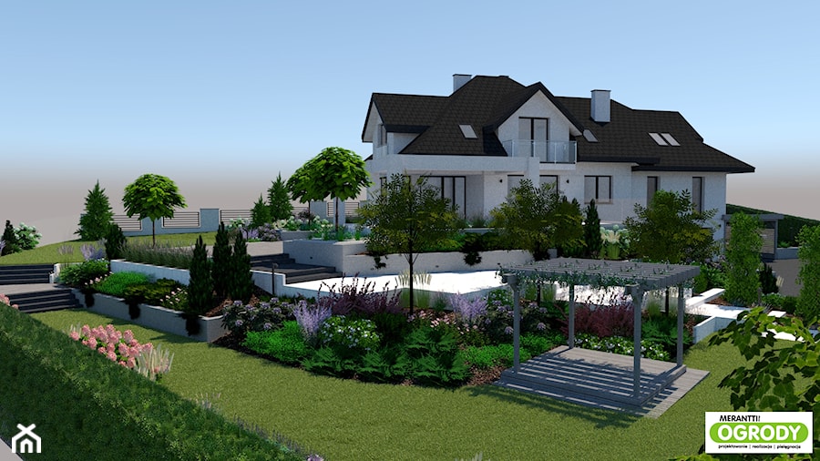 Projekt ogrodu nowoczesnego, ok. 2000 m2 w Bartągu - zdjęcie od Merantti design - Projektowanie wnętrz i ogrodów