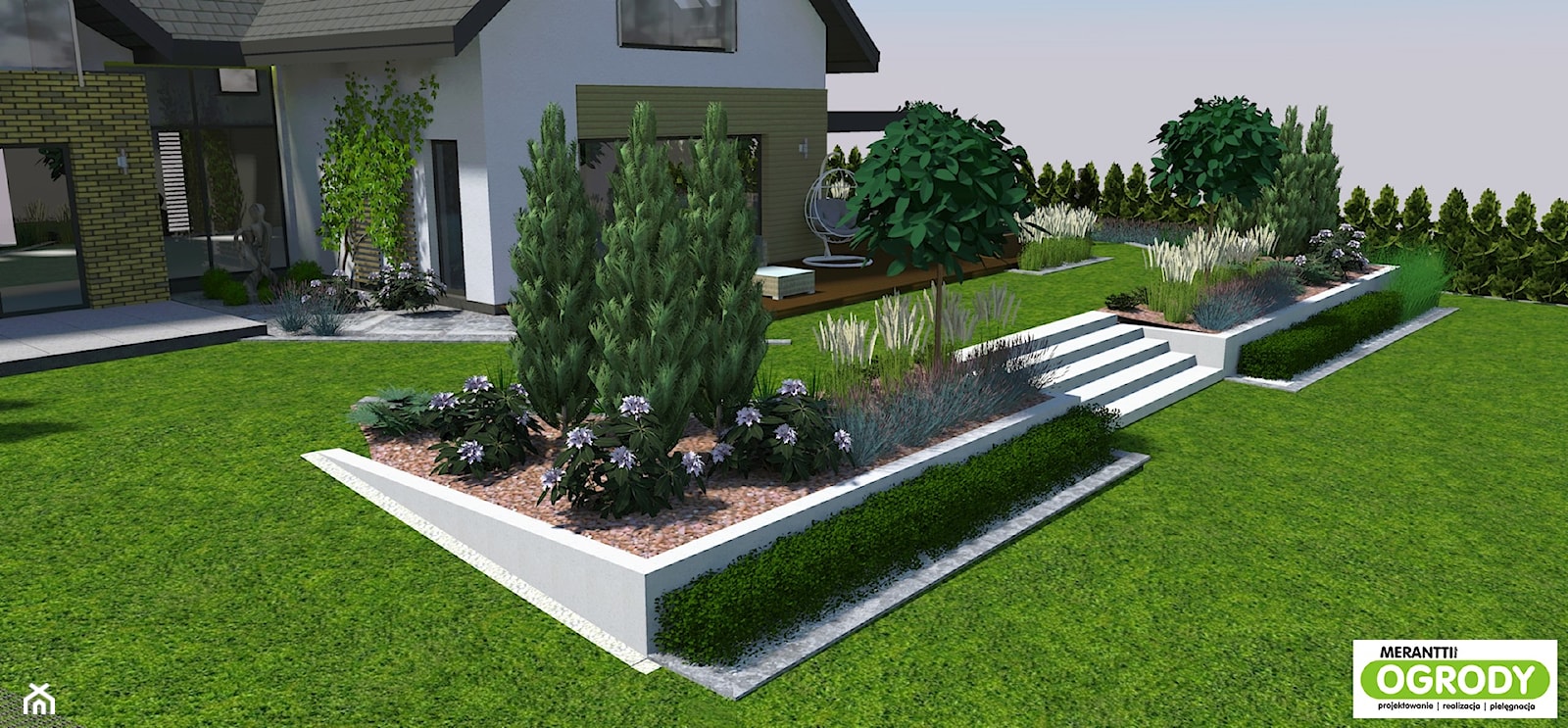 Projekt ogrodu minimalistycznego w Wiklinowej dolinie k/Olsztyna - zdjęcie od Merantti design - Projektowanie wnętrz i ogrodów - Homebook