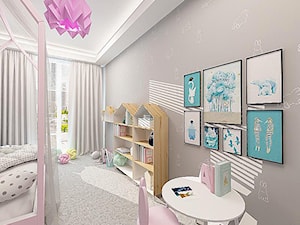 POKÓJ DLA DZIEWCZYNKI - Średni szary pokój dziecka dla dziecka dla dziewczynki, styl nowoczesny - zdjęcie od KONCEPT STUDIO