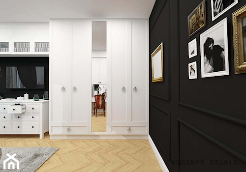 KAMIENICA NA PLACU KONSTYTUCJI - Średnia biała czarna sypialnia - zdjęcie od KONCEPT STUDIO