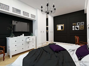 KAMIENICA NA PLACU KONSTYTUCJI - Średnia biała czarna sypialnia - zdjęcie od KONCEPT STUDIO