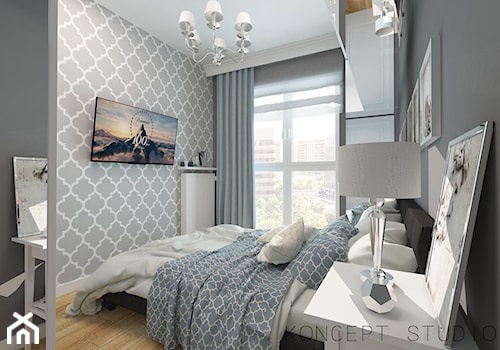 SYPIALNIA - Średnia sypialnia, styl glamour - zdjęcie od KONCEPT STUDIO