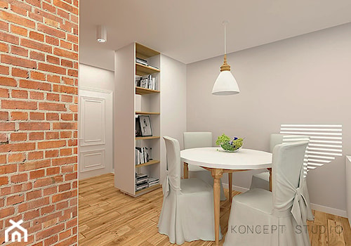 MIESZKANIE WARSZAWA - Mała szara jadalnia jako osobne pomieszczenie - zdjęcie od KONCEPT STUDIO