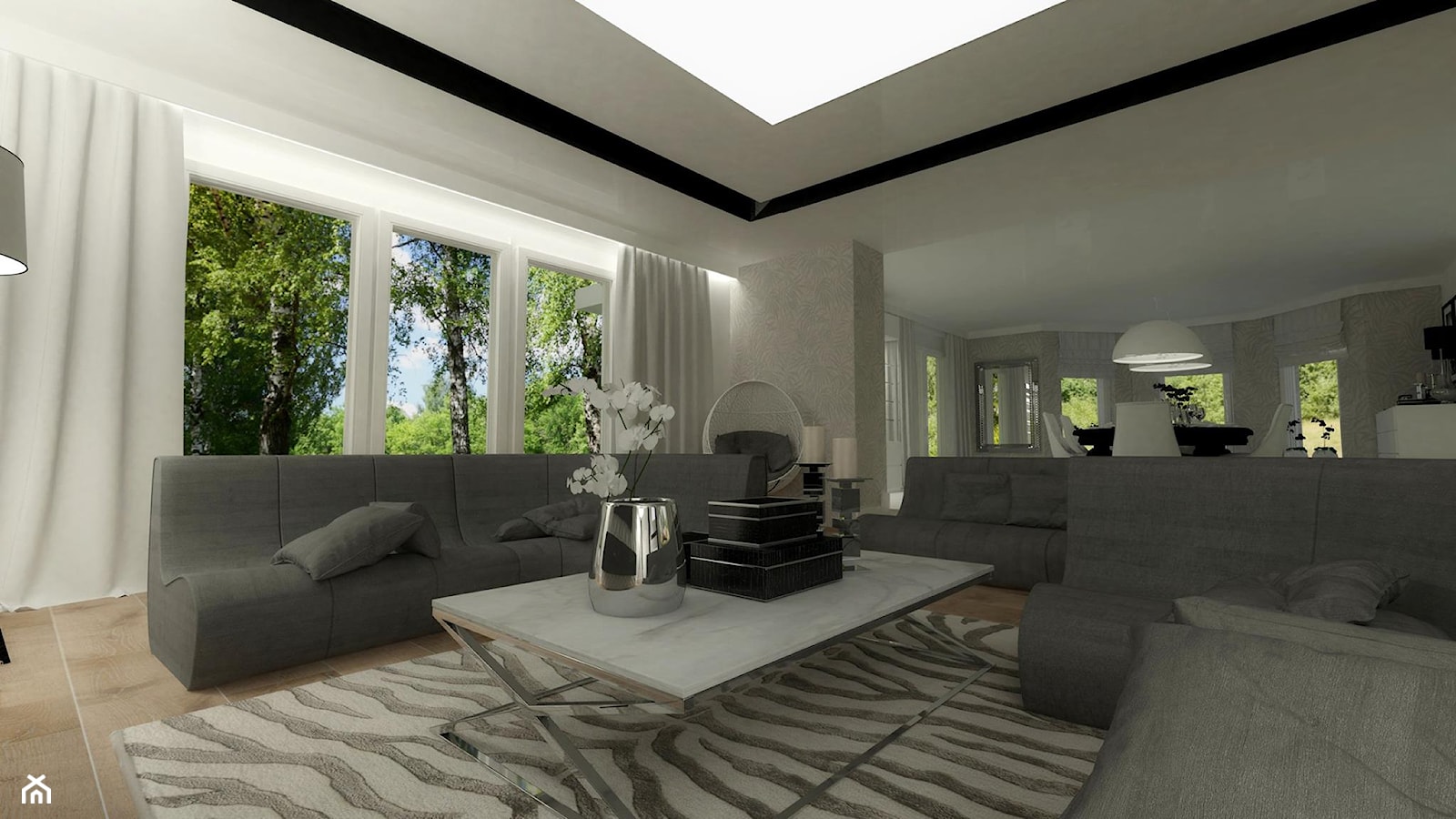 Dom jednorodzinny w Kolumnie - Duży szary salon, styl glamour - zdjęcie od Am Design Studio projektowania wnętrz - Homebook