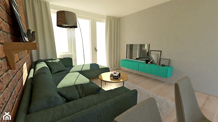 Mieszkanie wielka płyta46m2 - Salon, styl skandynawski - zdjęcie od Am Design Studio projektowania wnętrz