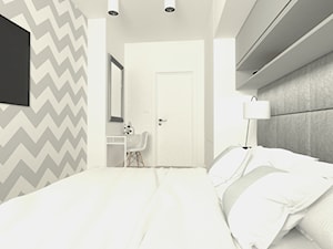 mieszkanie w bloku - Mała biała sypialnia, styl nowoczesny - zdjęcie od Am Design Studio projektowania wnętrz