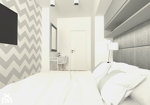 mieszkanie w bloku - Mała biała sypialnia, styl nowoczesny - zdjęcie od Am Design Studio projektowania wnętrz