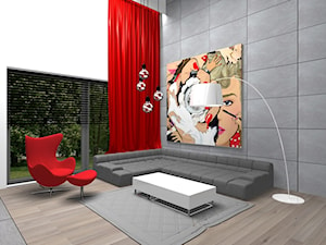 Projekt salonu z wysokim sufitem - zdjęcie od Am Design Studio projektowania wnętrz