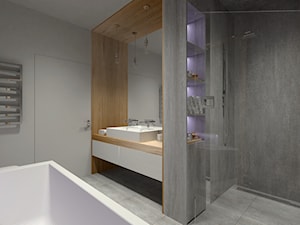 Łazienka - dom jednorodzinny Zduńska Wola - Średnia bez okna łazienka, styl minimalistyczny - zdjęcie od Am Design Studio projektowania wnętrz