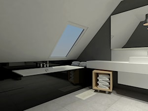 Projekt łazienki na poddaszu w domu jednorodzinnym w Zduńskiej Woli - Łazienka, styl minimalistyczny - zdjęcie od Am Design Studio projektowania wnętrz