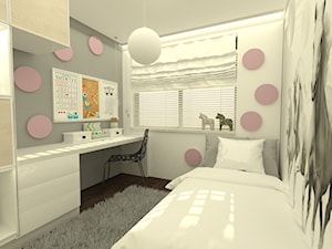 Dom jednorodzinny pod Łodzią - Mały biały szary pokój dziecka dla nastolatka dla dziewczynki, styl nowoczesny - zdjęcie od Am Design Studio projektowania wnętrz