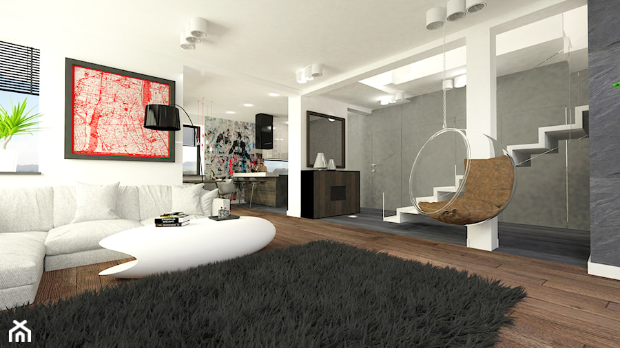 Dom jednorodzinny pod Łodzią - Salon, styl nowoczesny - zdjęcie od Am Design Studio projektowania wnętrz