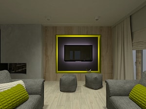 Projekt wnętrza domu jednorodzinnego w Zduńskiej Woli - Duży czarny salon, styl minimalistyczny - zdjęcie od Am Design Studio projektowania wnętrz