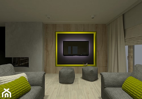 Projekt wnętrza domu jednorodzinnego w Zduńskiej Woli - Duży czarny salon, styl minimalistyczny - zdjęcie od Am Design Studio projektowania wnętrz
