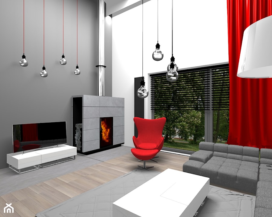 Projekt salonu z antresolą - zdjęcie od Am Design Studio projektowania wnętrz