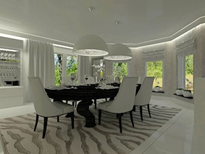 Dom jednorodzinny w Kolumnie - Duża biała jadalnia jako osobne pomieszczenie, styl glamour - zdjęcie od Am Design Studio projektowania wnętrz