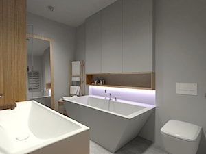 Łazienka - dom jednorodzinny Zduńska Wola - Średnia bez okna z punktowym oświetleniem łazienka, styl minimalistyczny - zdjęcie od Am Design Studio projektowania wnętrz