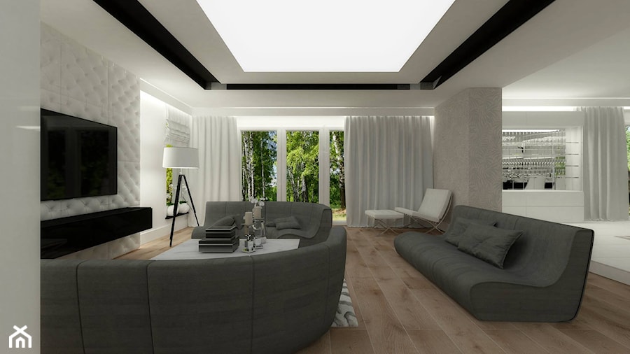 Dom jednorodzinny w Kolumnie - Średni biały salon, styl glamour - zdjęcie od Am Design Studio projektowania wnętrz