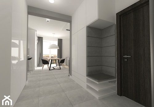 mieszkanie w bloku - Średni biały szary hol / przedpokój - zdjęcie od Am Design Studio projektowania wnętrz