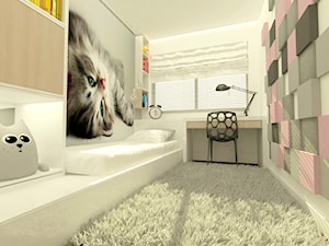 Dom jednorodzinny pod Łodzią - Średni biały szary pokój dziecka dla dziecka dla nastolatka dla chłopca dla dziewczynki, styl nowoczesny - zdjęcie od Am Design Studio projektowania wnętrz
