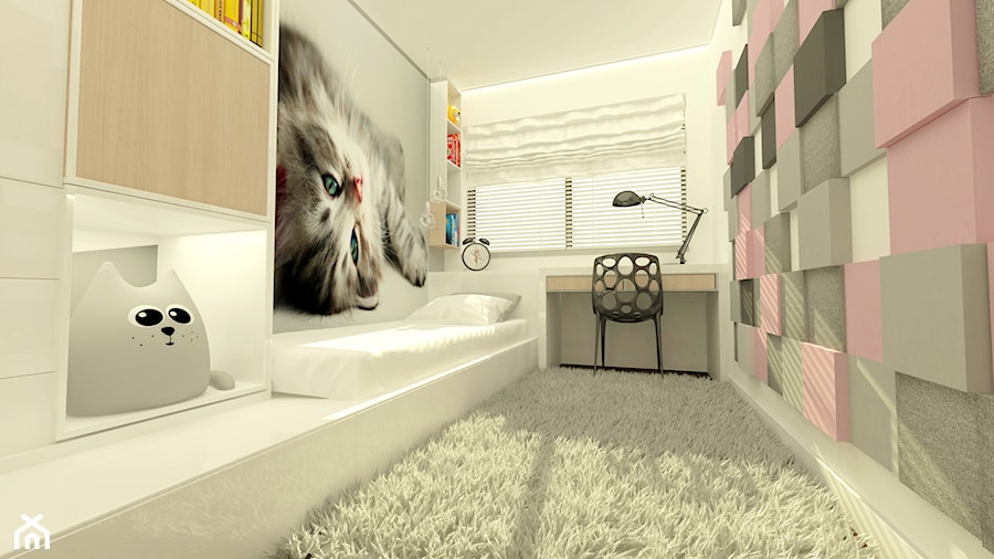 Dom jednorodzinny pod Łodzią - Średni biały szary pokój dziecka dla dziecka dla nastolatka dla chłopca dla dziewczynki, styl nowoczesny - zdjęcie od Am Design Studio projektowania wnętrz