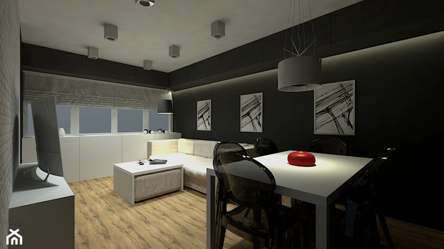 Projekt zmiany aranżacji wnętrza mieszkania w bloku z wielkiej płyty - Salon, styl minimalistyczny - zdjęcie od Am Design Studio projektowania wnętrz