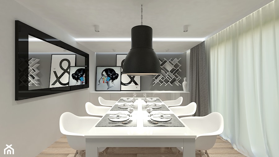 Projekt zmiany aranżacji części pomieszczeń w domu jednorodzinnym- Krzywanice - Jadalnia, styl nowoczesny - zdjęcie od Am Design Studio projektowania wnętrz