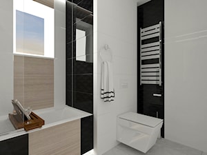 mieszkanie w bloku - Mała na poddaszu łazienka z oknem, styl nowoczesny - zdjęcie od Am Design Studio projektowania wnętrz