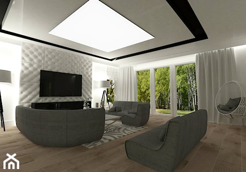Dom jednorodzinny w Kolumnie - Duży beżowy biały salon, styl glamour - zdjęcie od Am Design Studio projektowania wnętrz