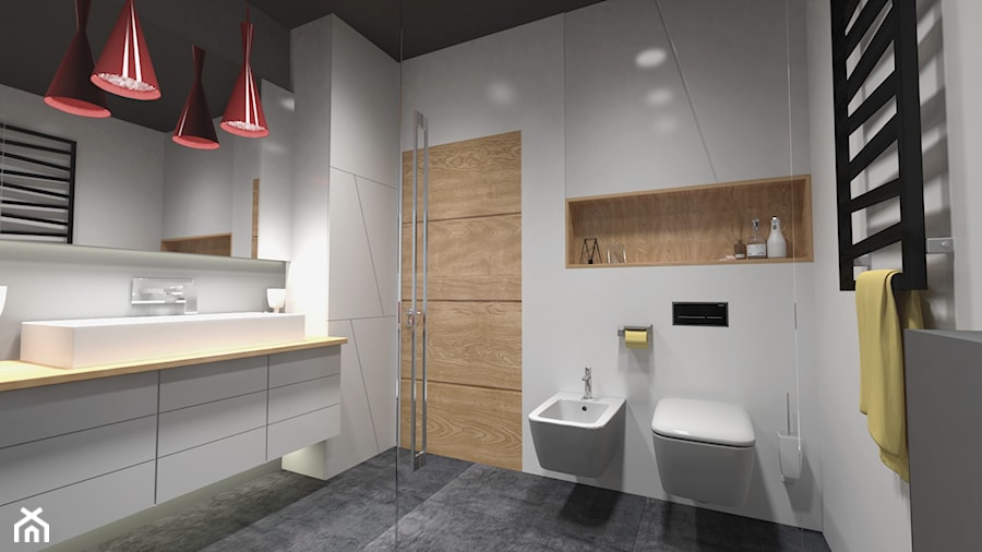 Łazienka w domu jednorodzinnym w Zduńskiej Woli wersja 5 - zdjęcie od Am Design Studio projektowania wnętrz