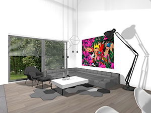 Projekt salonu z antresolą 2 wersja - zdjęcie od Am Design Studio projektowania wnętrz