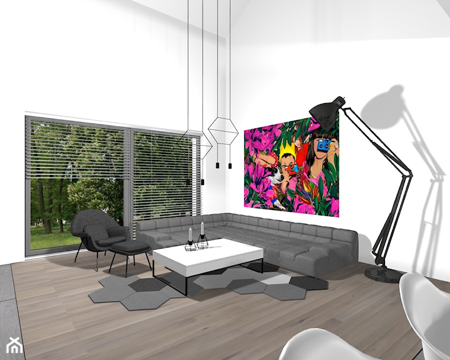 Projekt salonu z antresolą 2 wersja - zdjęcie od Am Design Studio projektowania wnętrz