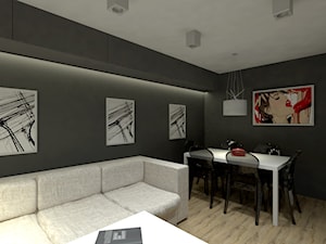 Projekt zmiany aranżacji wnętrza mieszkania w bloku z wielkiej płyty - Salon, styl minimalistyczny - zdjęcie od Am Design Studio projektowania wnętrz