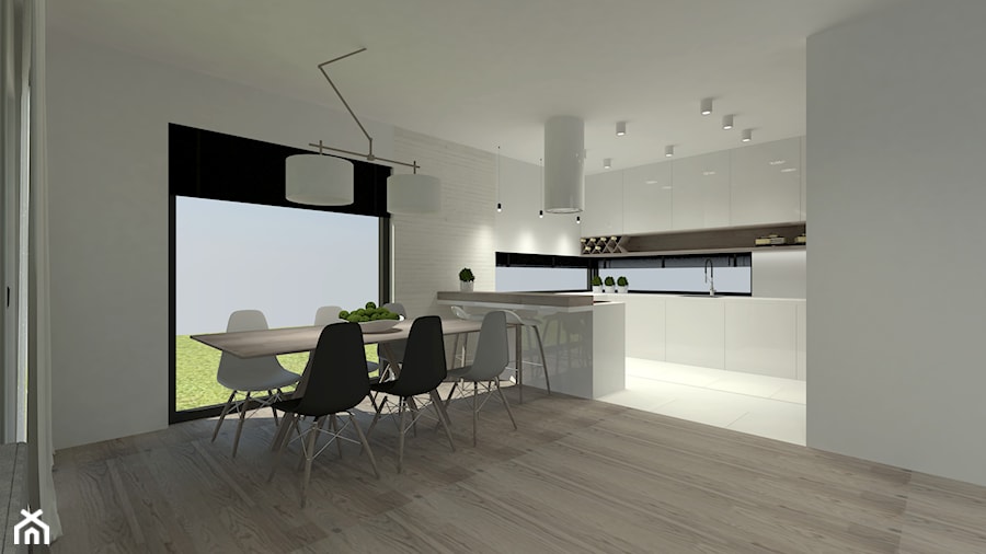 Jadalnia i kuchnia- dom jednorodzinny w Karsznicach - zdjęcie od Am Design Studio projektowania wnętrz