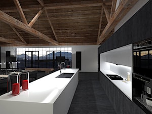 Otwarty salon z kuchnią - Kuchnia, styl nowoczesny - zdjęcie od Am Design Studio projektowania wnętrz