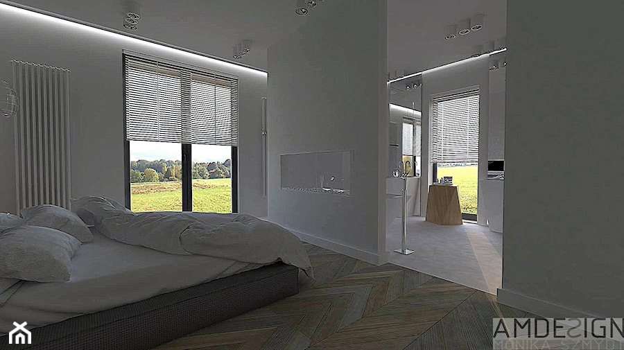 Sypialnia z otwartą łazienką - Łazienka, styl minimalistyczny - zdjęcie od Am Design Studio projektowania wnętrz