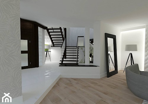 Dom jednorodzinny w Kolumnie - Średni biały hol / przedpokój, styl glamour - zdjęcie od Am Design Studio projektowania wnętrz