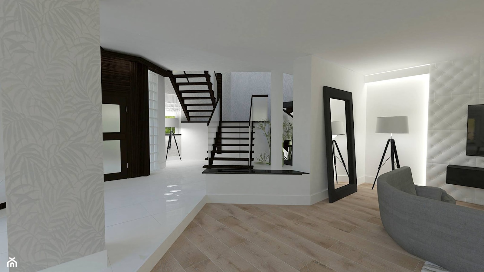 Dom jednorodzinny w Kolumnie - Średni biały hol / przedpokój, styl glamour - zdjęcie od Am Design Studio projektowania wnętrz - Homebook