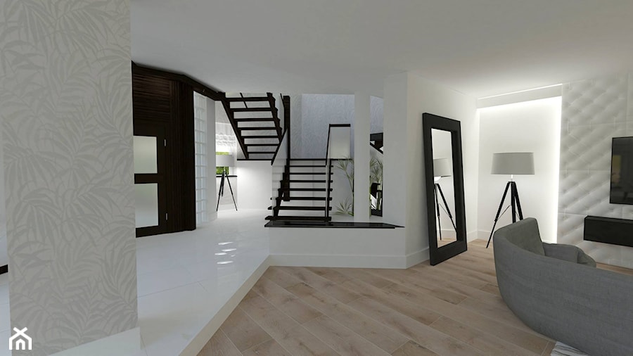 Dom jednorodzinny w Kolumnie - Średni biały hol / przedpokój, styl glamour - zdjęcie od Am Design Studio projektowania wnętrz