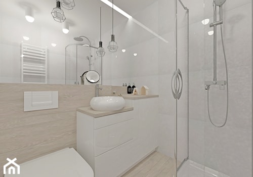 Mieszkanie wielka płyta46m2 - Mała bez okna łazienka, styl skandynawski - zdjęcie od Am Design Studio projektowania wnętrz