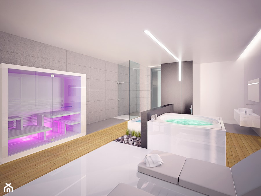 Nowoczesna duża łazienka z wanną i prysznicem - Łazienka, styl nowoczesny - zdjęcie od 4Q Dekton Pracownia Architektoniczna