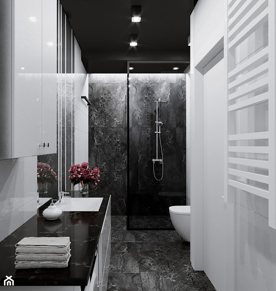 łazienka #10, Białystok - Średnia z pralką / suszarką z punktowym oświetleniem łazienka, styl nowoczesny - zdjęcie od JUST studio projektowe