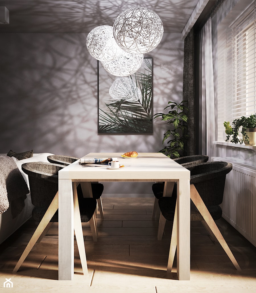 mieszkanie #4, Wasilków - Mała szara jadalnia w salonie, styl nowoczesny - zdjęcie od JUST studio projektowe