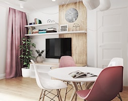 mieszkanie #3, Białystok - Mały biały salon z jadalnią, styl skandynawski - zdjęcie od JUST studio projektowe - Homebook