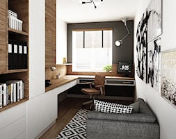 mieszkanie #2, Białystok - Średnie w osobnym pomieszczeniu z sofą z zabudowanym biurkiem biuro, sty ... - zdjęcie od JUST studio projektowe - Homebook