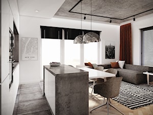 mieszkanie #7, Gdańsk - Średni biały salon z kuchnią z jadalnią, styl nowoczesny - zdjęcie od JUST studio projektowe