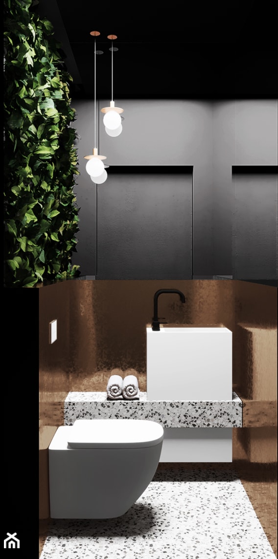łazienka #12, Białystok - Mała bez okna z marmurową podłogą łazienka, styl industrialny - zdjęcie od JUST studio projektowe