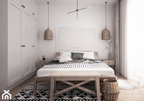 mieszkanie #12, Białystok - Średnia biała sypialnia, styl skandynawski - zdjęcie od JUST studio projektowe