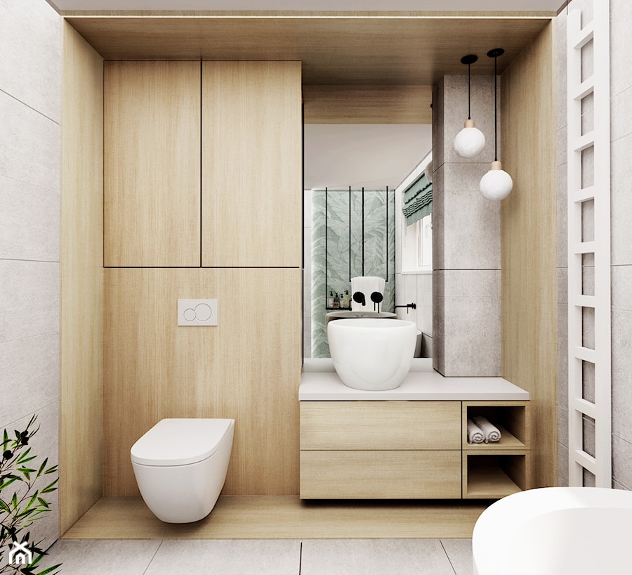 dom #1, Gdańsk - Mała łazienka z oknem, styl nowoczesny - zdjęcie od JUST studio projektowe