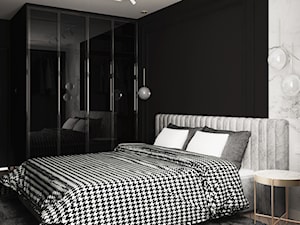 mieszkanie #16, Łomża - Średnia czarna szara sypialnia, styl glamour - zdjęcie od JUST studio projektowe